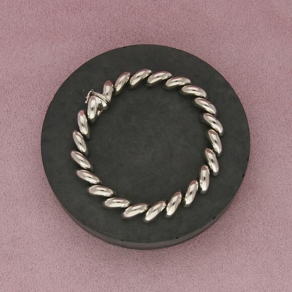 sterling silver italian made san marco macaroni link bracelet size 7.5in - Picture 1 of 3